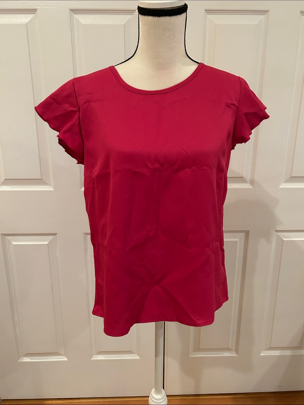 SHEIN Raspberry Pink Short Sleeve Ruffle Top